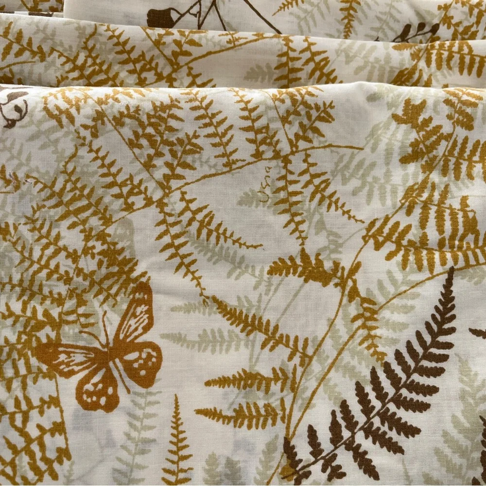 70s Vintage Vera Full Size Flat Sheet Burlington Percale Butterflies Ferns As Is